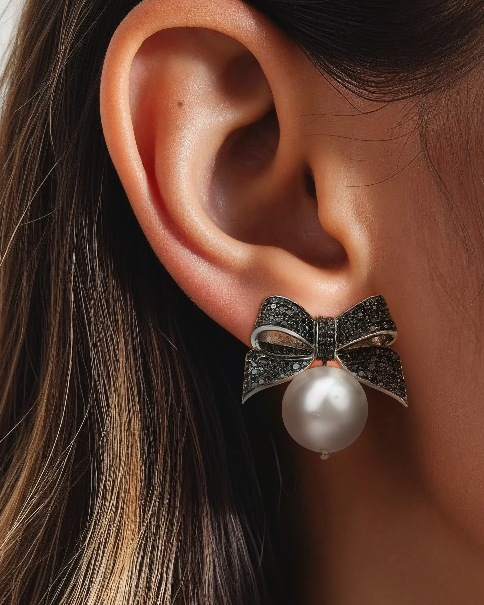 Black Tie Diamond Earrings - Image 3