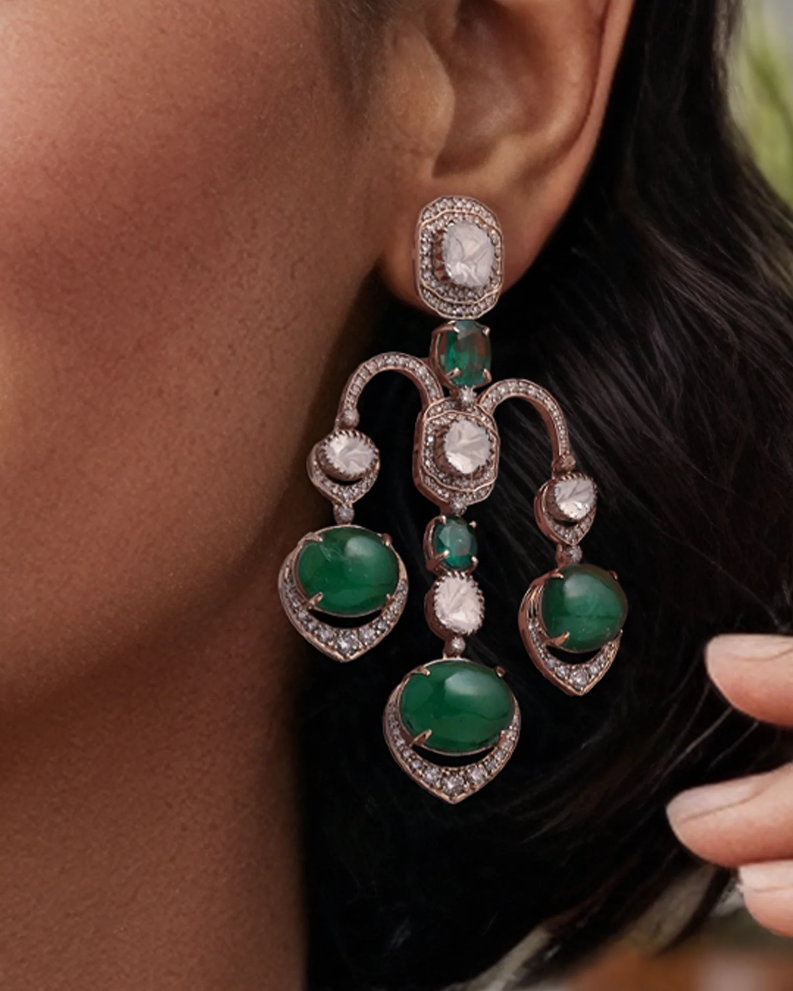 Emerald Bagh Earrings - Image 2