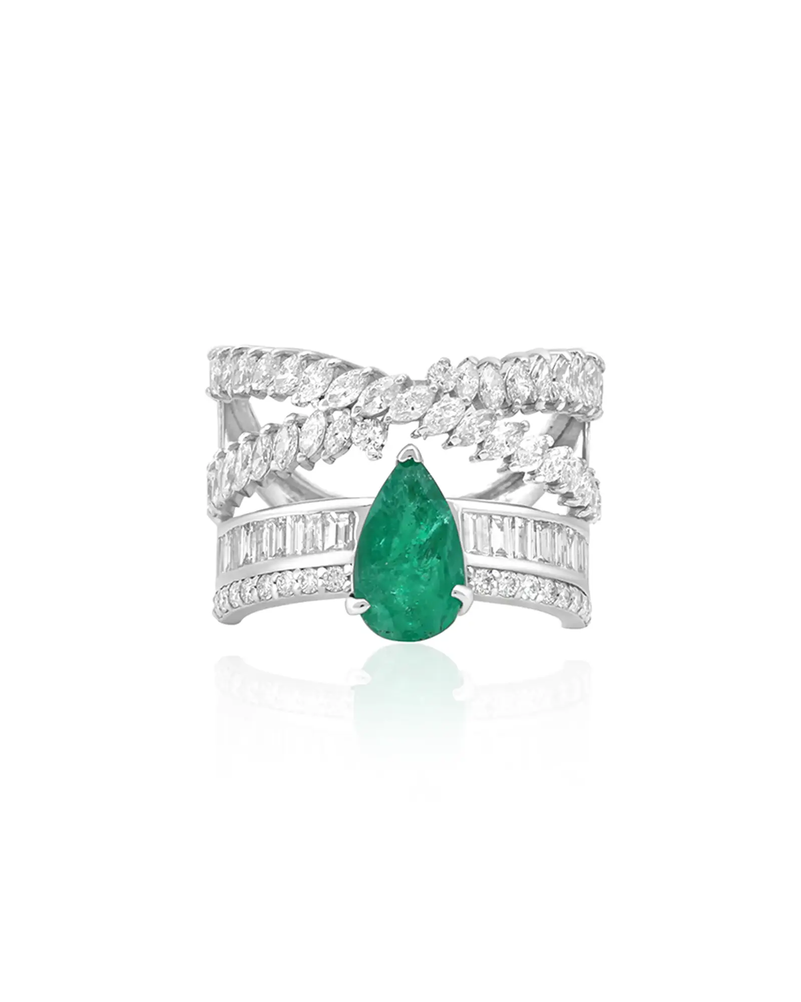 Emerald Cross Ring