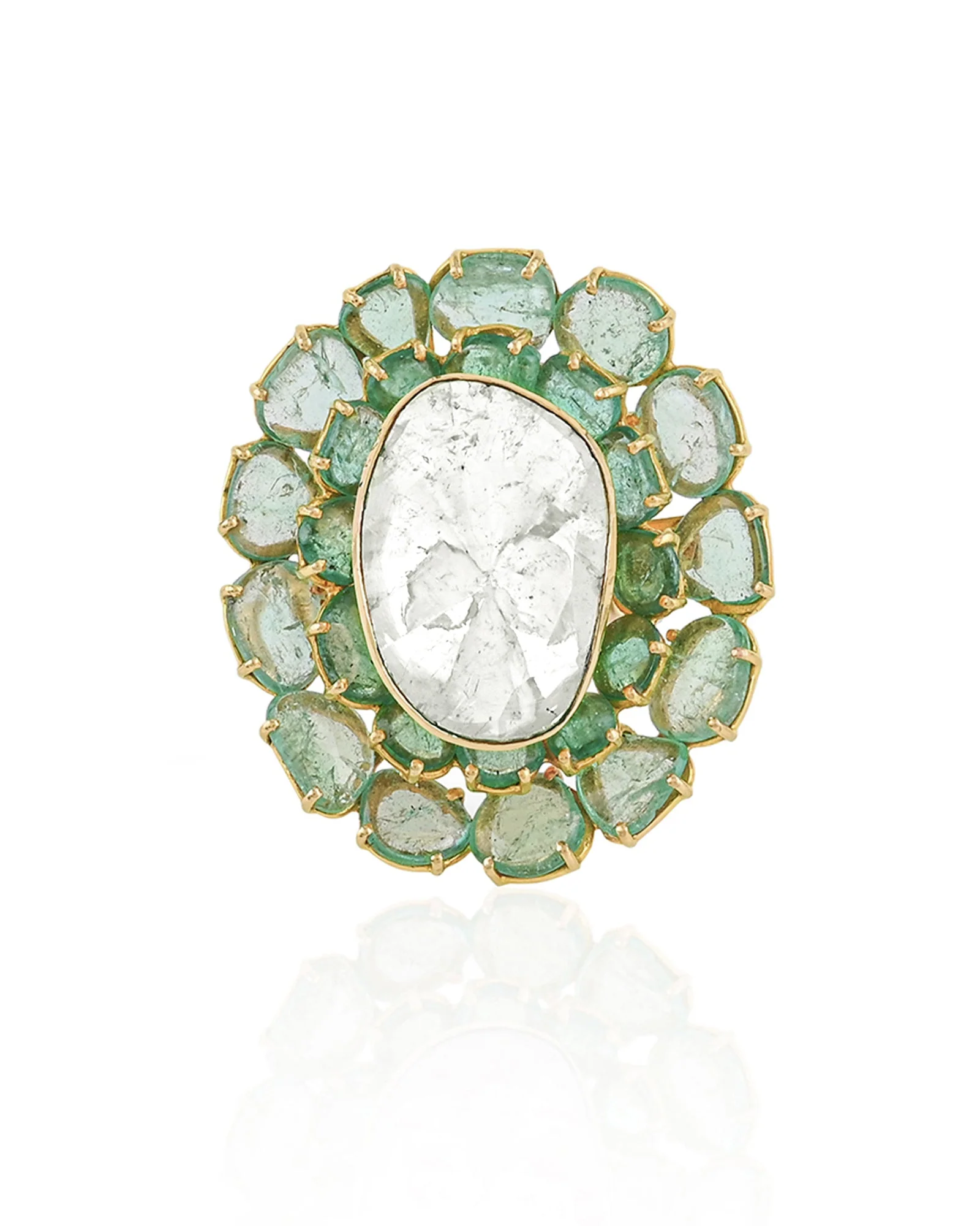 Emerald Petal Ring