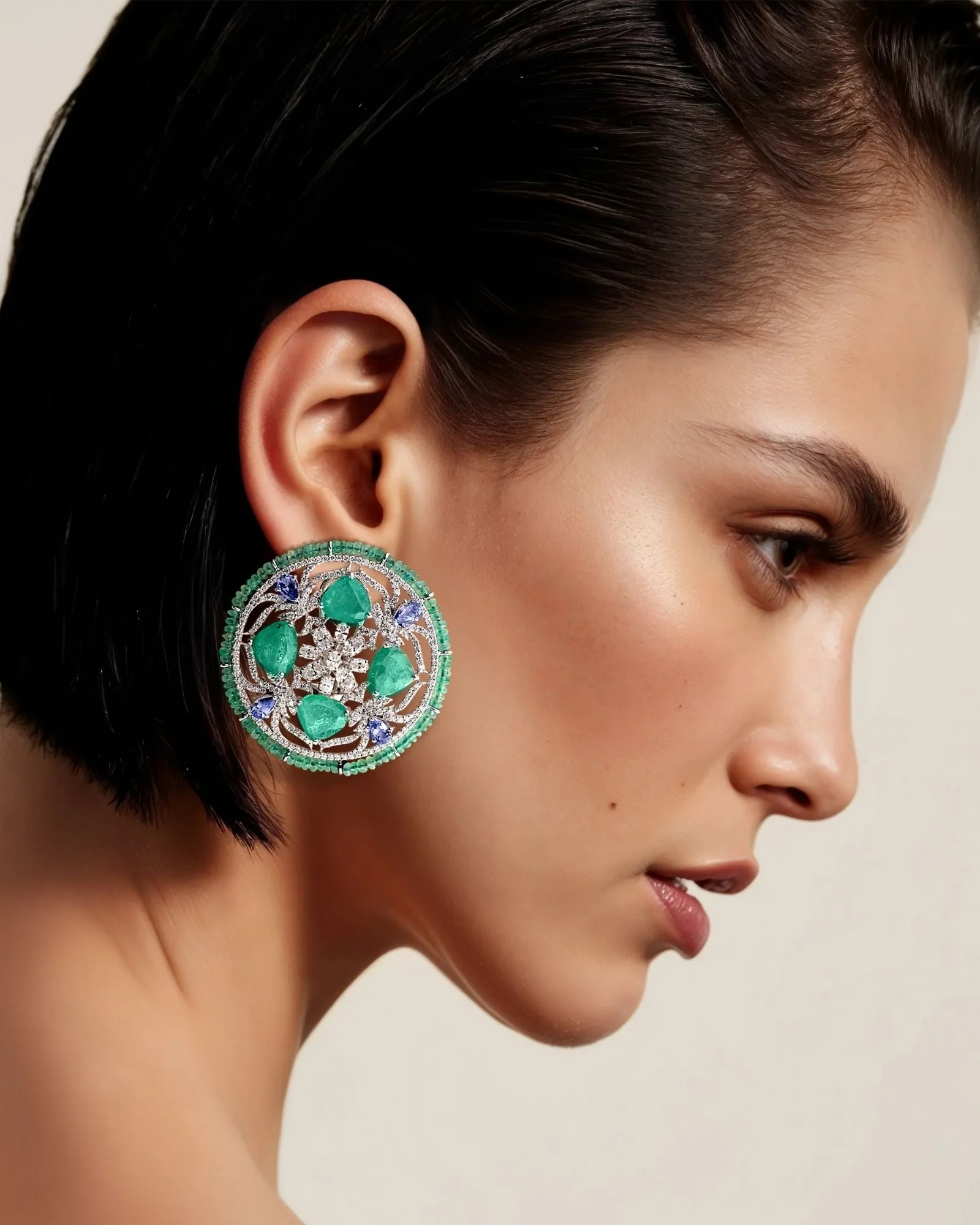 Emerald Snowflakes Earrings - Image 2