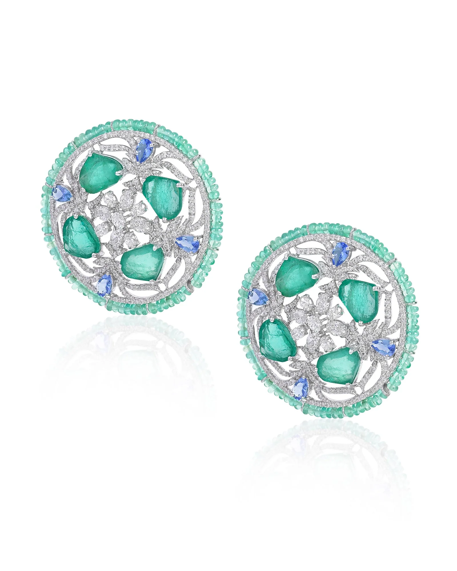 Emerald Snowflakes Earrings - Image 3
