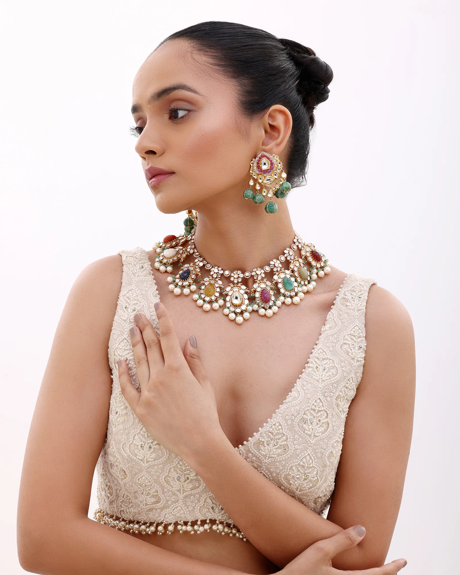 Jaisalmer Noor Polki Earrings - Image 2
