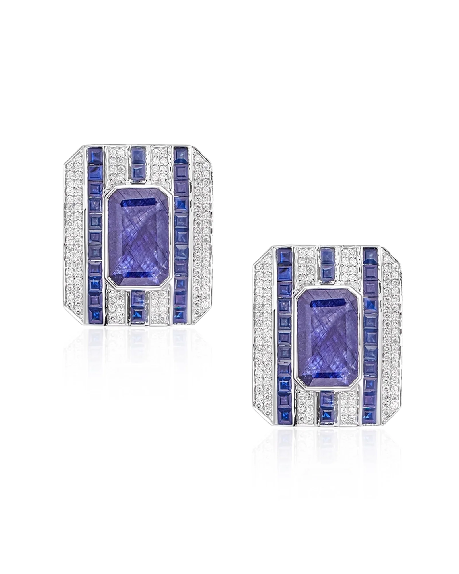 Mondrian Earrings (Blue Sapphires)
