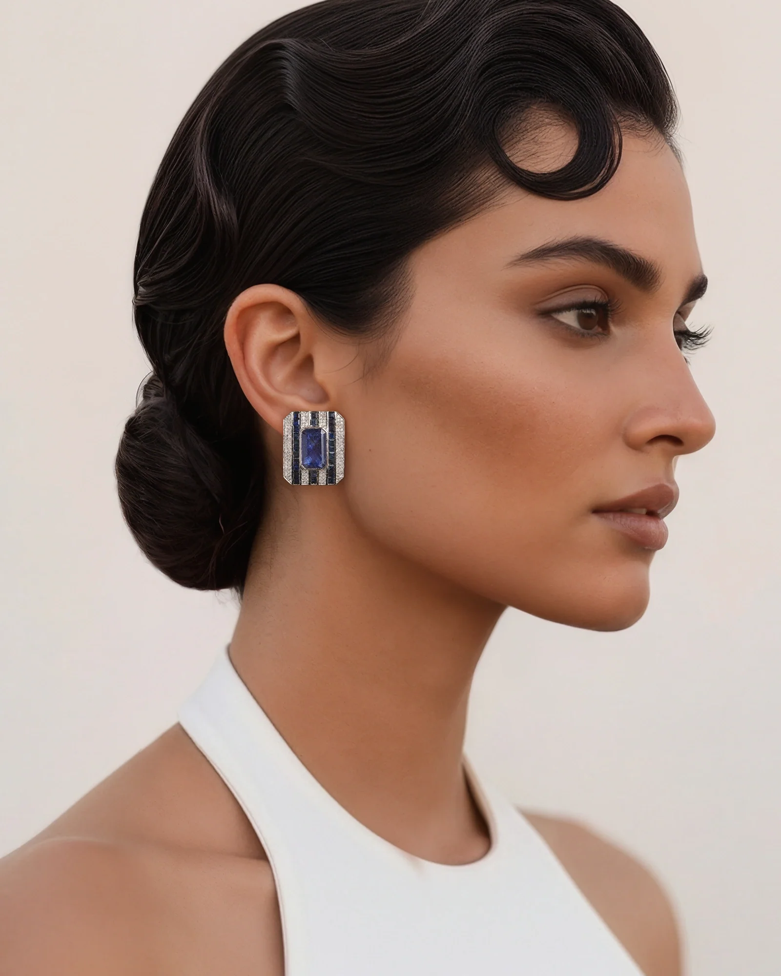 Mondrian Earrings (Blue Sapphires) - Image 2