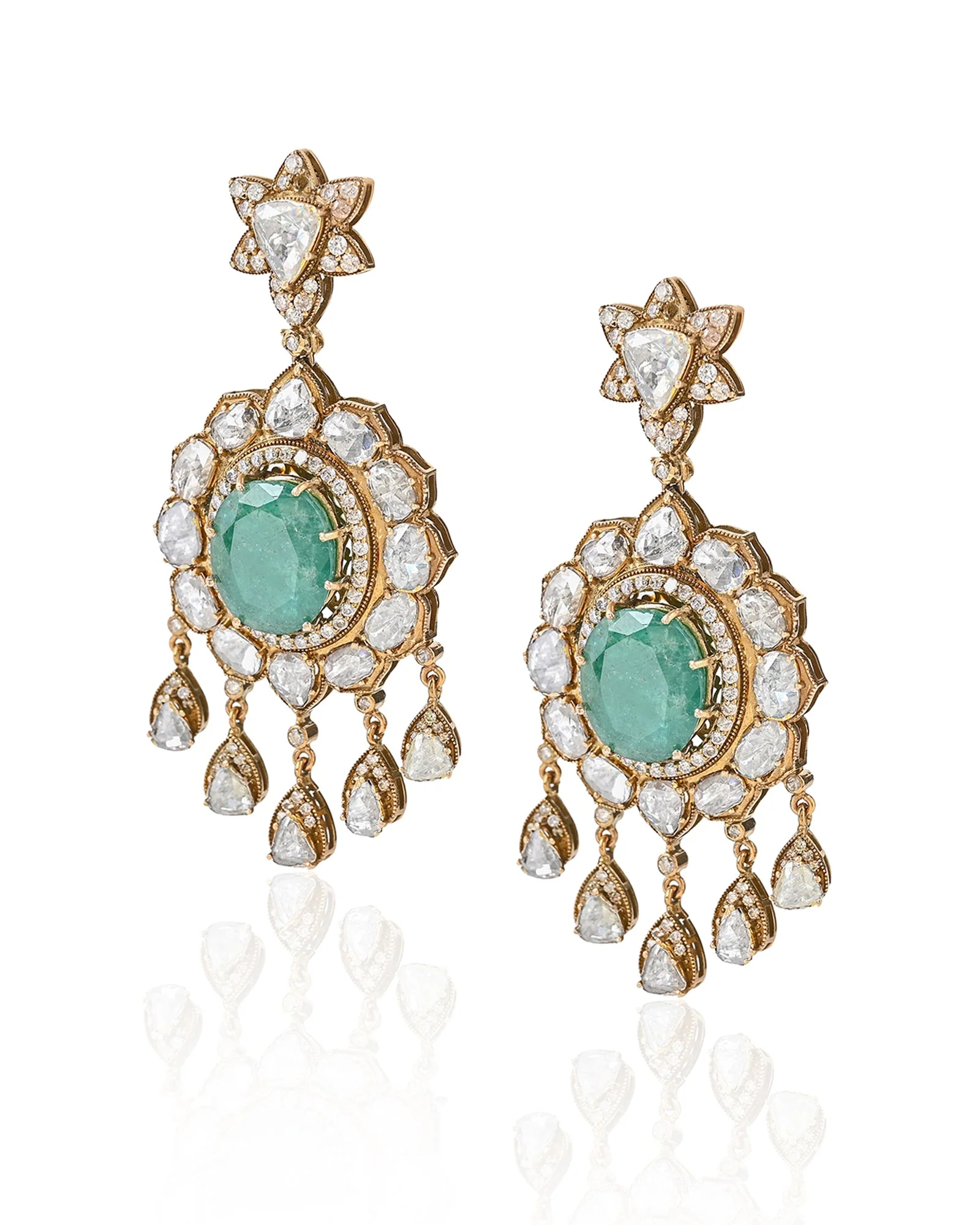 Noor Mahal Emerald Earrings - Image 2