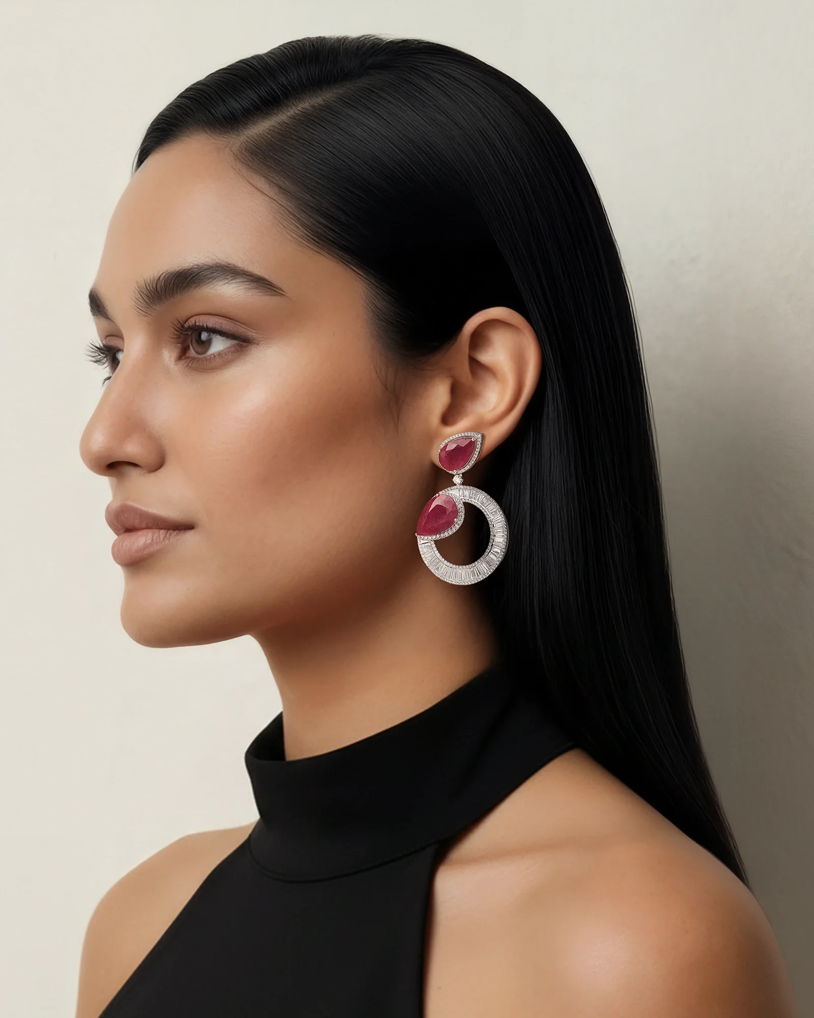 Ruby Halo Earrings - Image 2