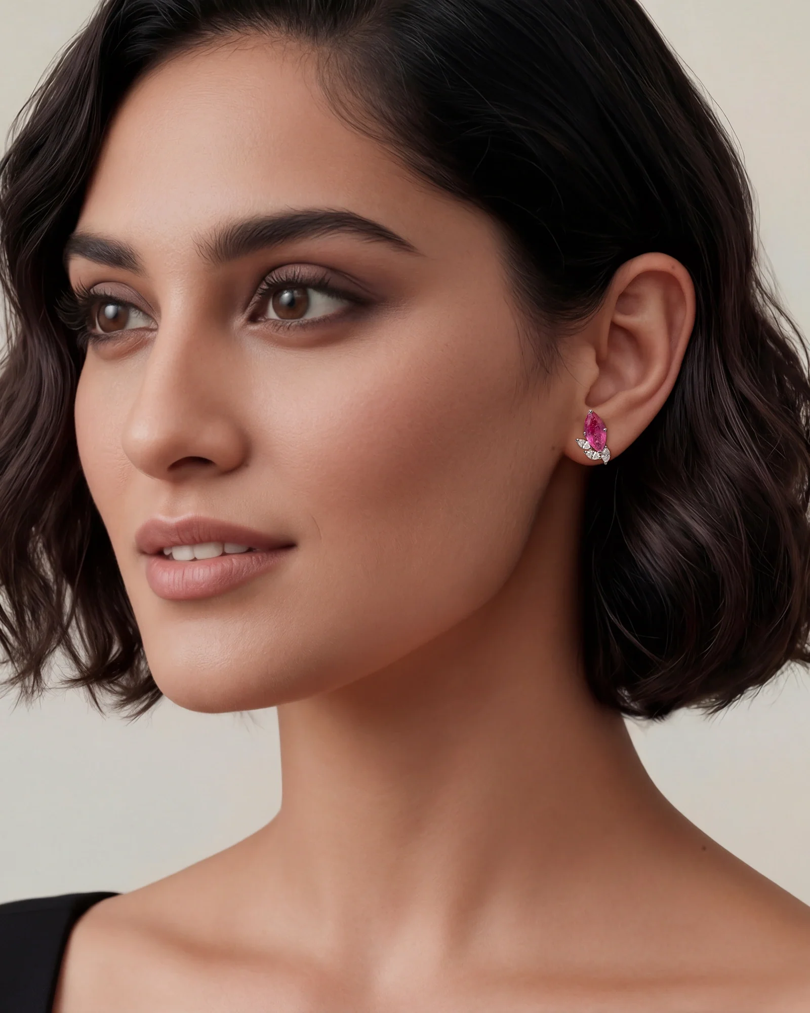 Ruby Leaf Earrings - Image 2