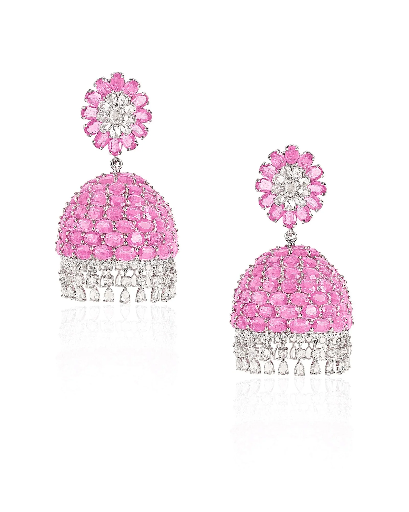 Ruby Swirl Diamond Jhumkas - Image 2