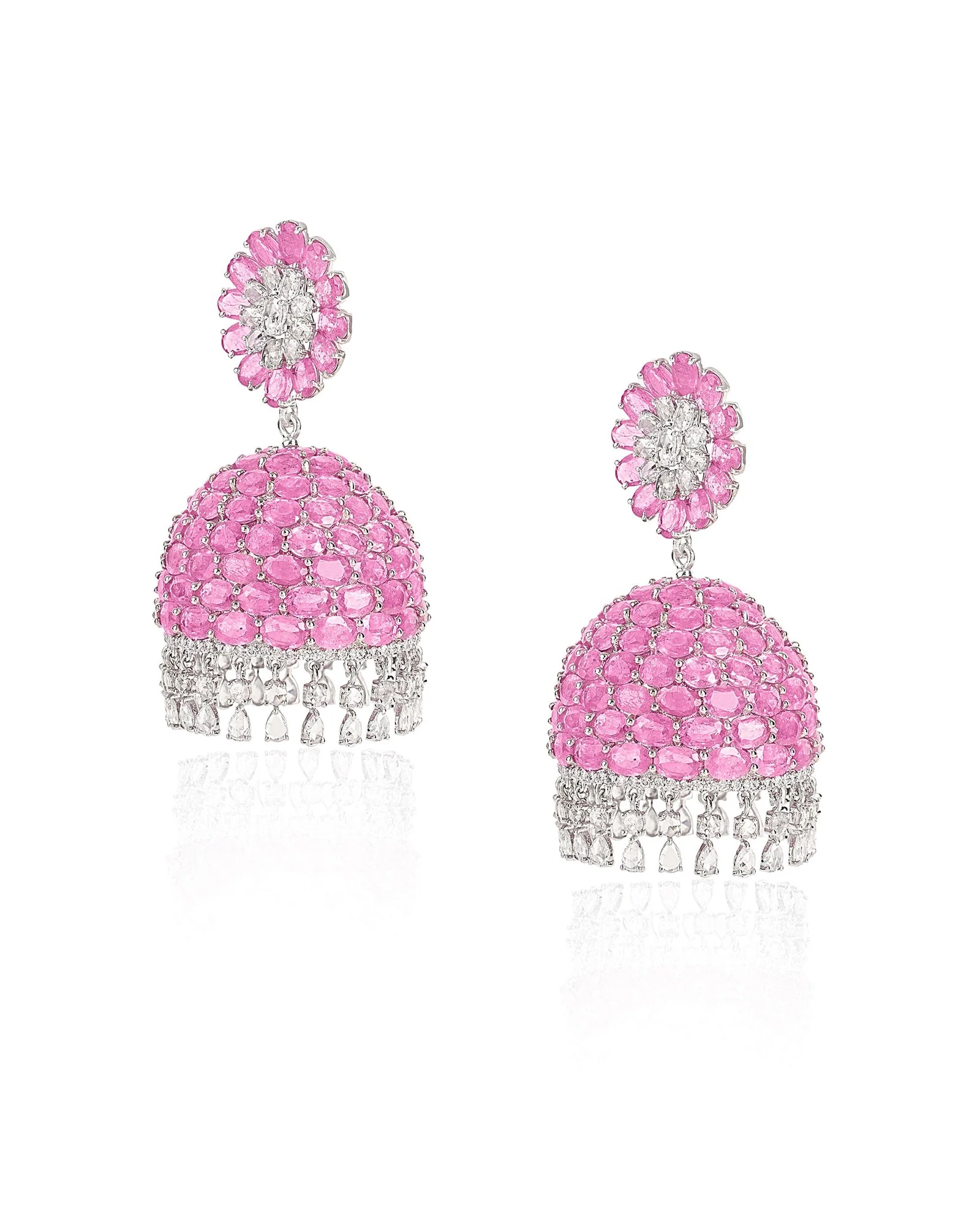 Ruby Swirl Diamond Jhumkas - Image 3