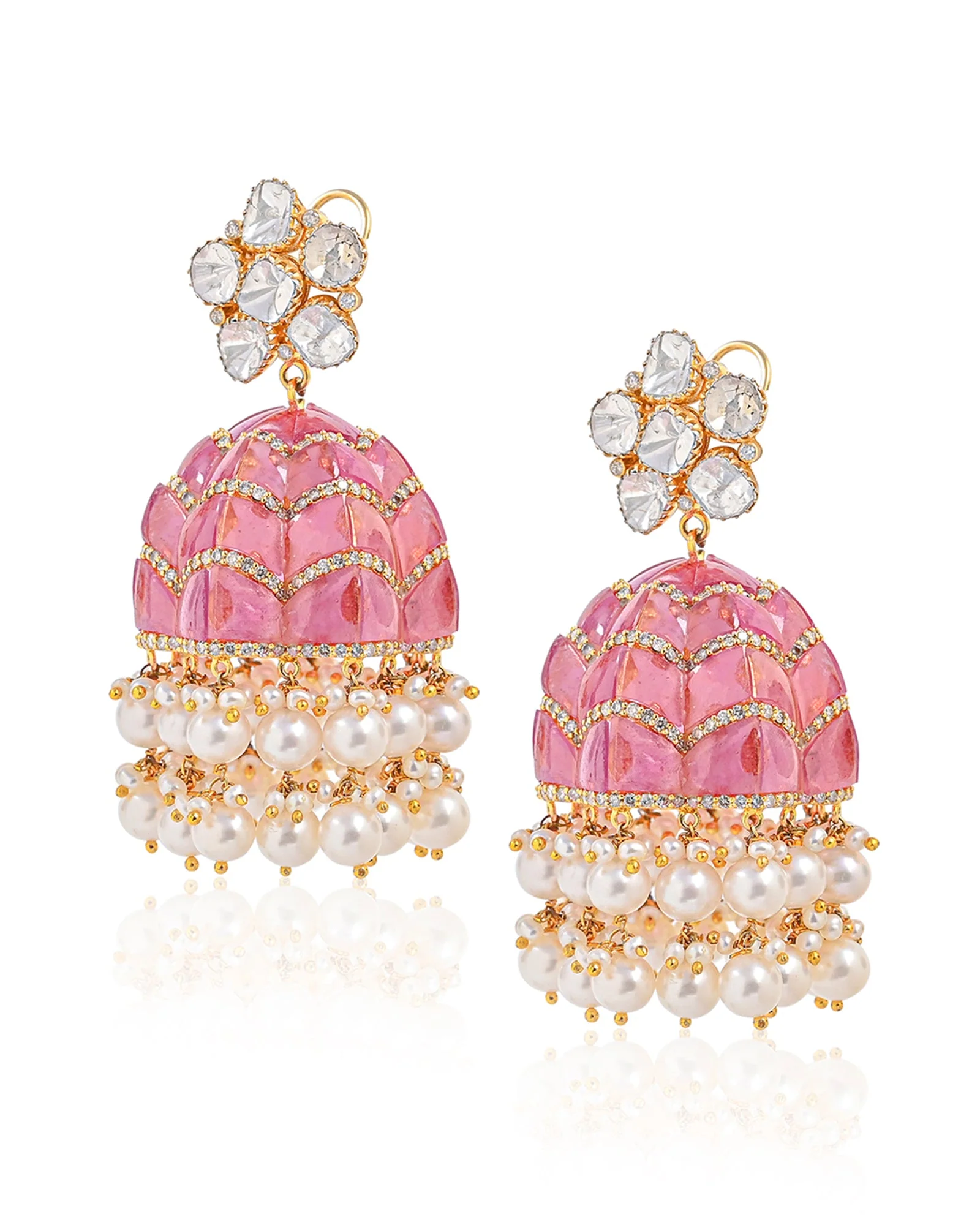Ruby Swirl Jhumkas - Image 3