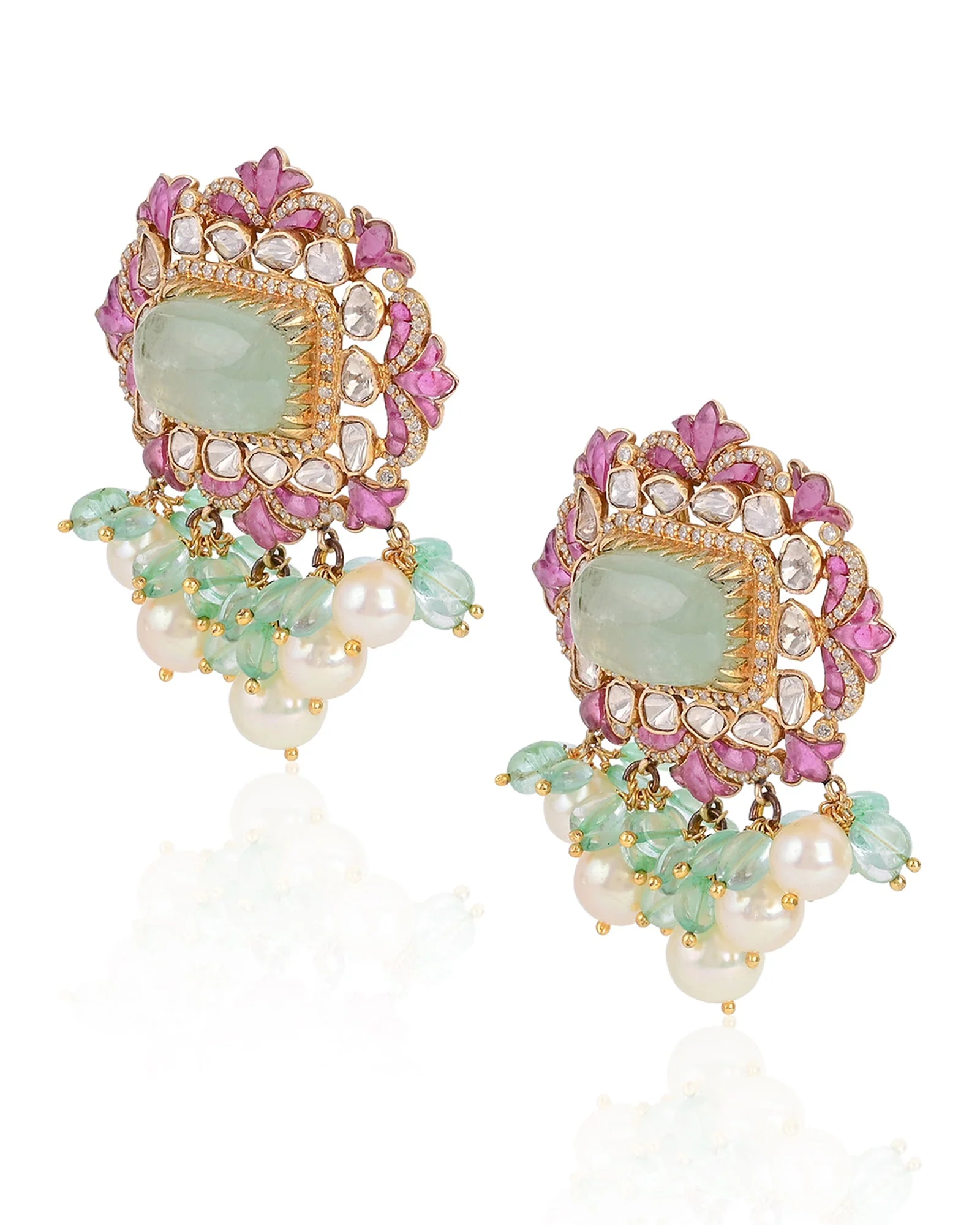 Sheesh Mahal Polki Earrings - Image 3