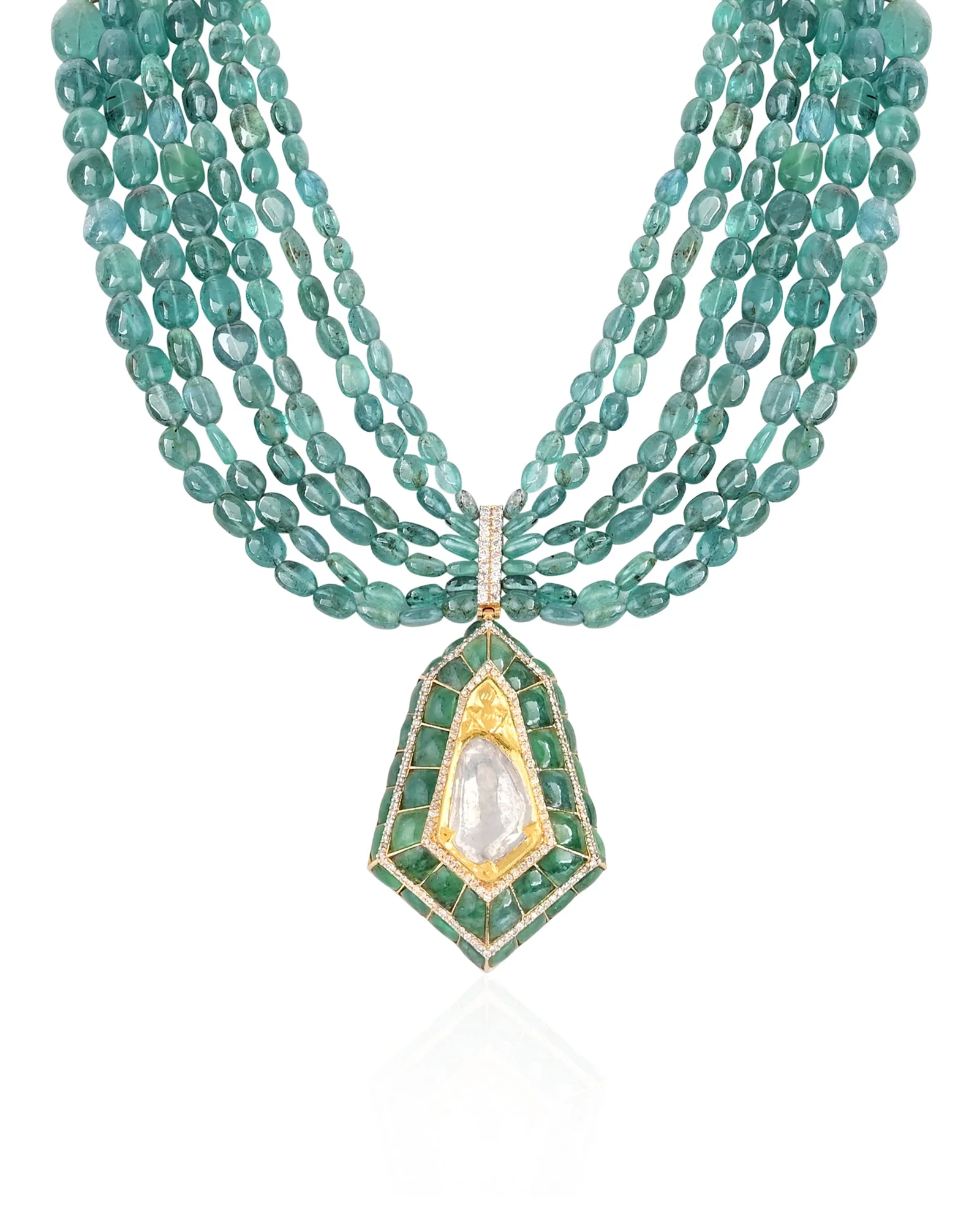 Shield It Emerald Necklace (Polki)