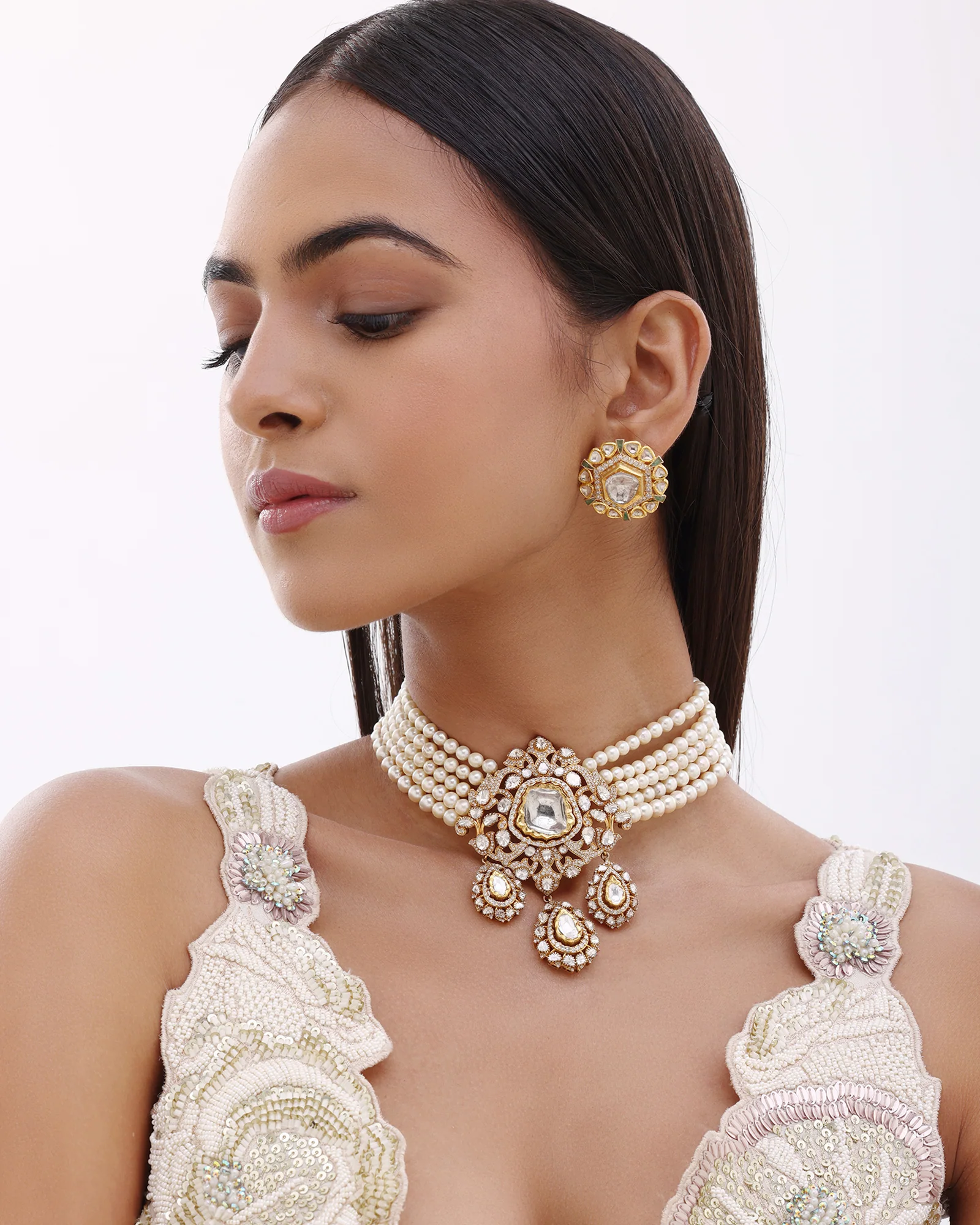 Sitara Hexa Polki Studs - Image 3